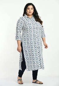 AnjuShree Choice Women Cotton Kurta 6XL White Blue