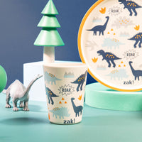 Zak Designs Kids Dinnerware Set 3 Pieces, Durable and Sustainable Melamine Bamboo Plate, Bowl, and Tumbler are Perfect For Dinner Time With Family (Zaksaurus) 8