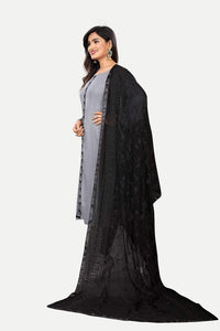 AKSHAR LLC Miss India Women's  Chiffon Dupatta With Karachi Embroidery Work