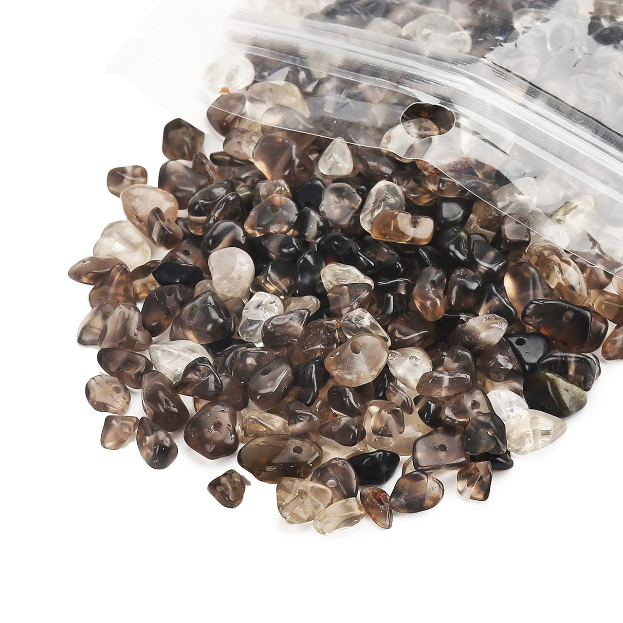 456 PCs Natural Chip Stone Beads, 5-8mm Irregular Multicolor Gemstones Loose Crystal Healing Smoky Quartz Rocks with Hole for Jewelry Making DIY Crafts