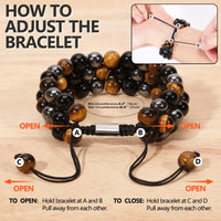 Ckkllws Triple Protection Bracelet,Handmade Bracelets,Bracelet for Women and Men,8mm Natural Tiger Eye Obsidian Hematite Healing Crystal Bracelet,Bring Luck and Prosperity and Happiness (8mm,3 Layer) 8mm,3 Layer