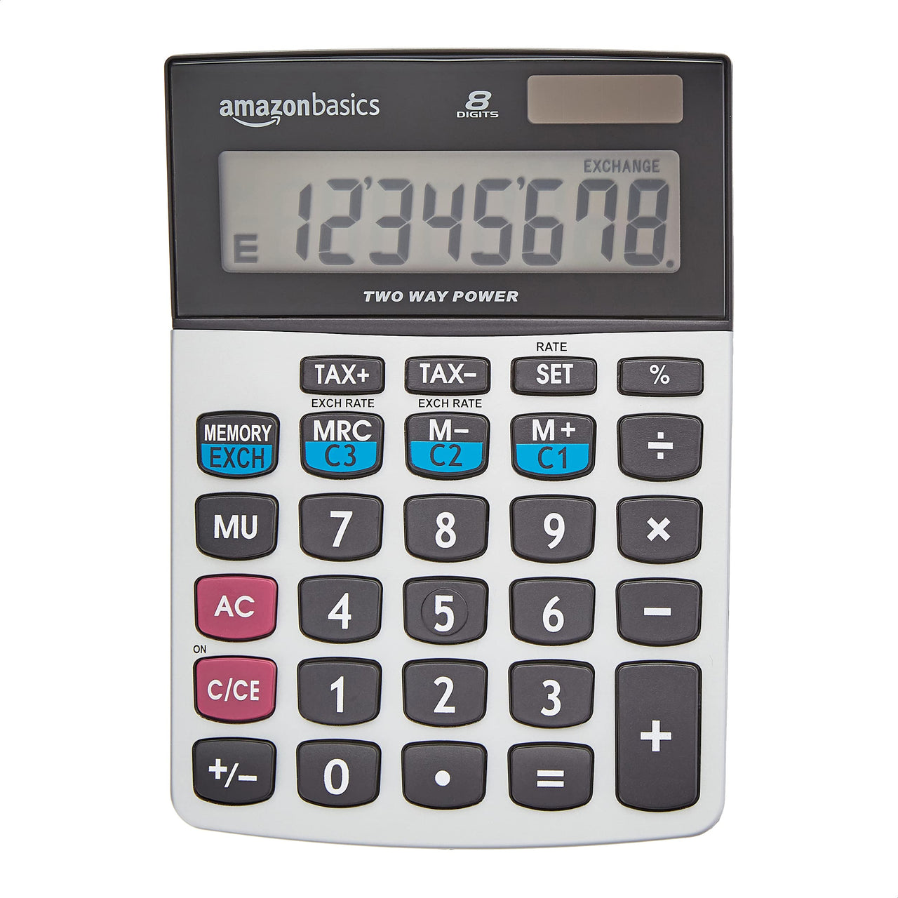 Basics LCD 8-Digit Desktop Calculator, Silver - 5 Pack