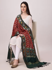 KAPAAHA Women's  Woven Silk Blend Patola Fulwadi Dupatta, Width 45 inch, Length 2.5 meter