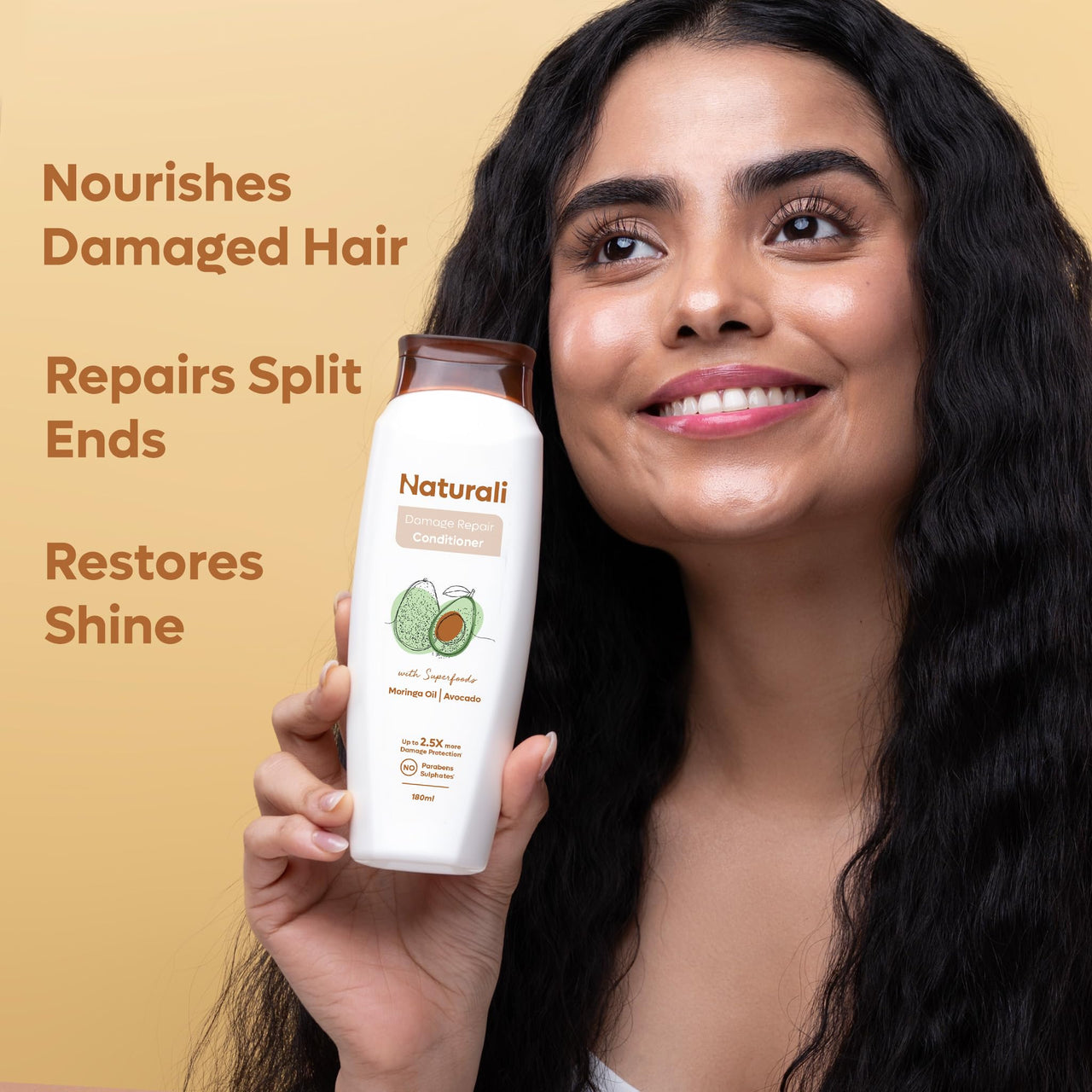 Naturali Daily Strength & Nourish Shampoo + Damage Repair Conditioner | Nourishes & Conditions Hair | Repairs Split Ends | Sulphate & Paraben Free Shampoo & Conditioner | 200ml+180ml