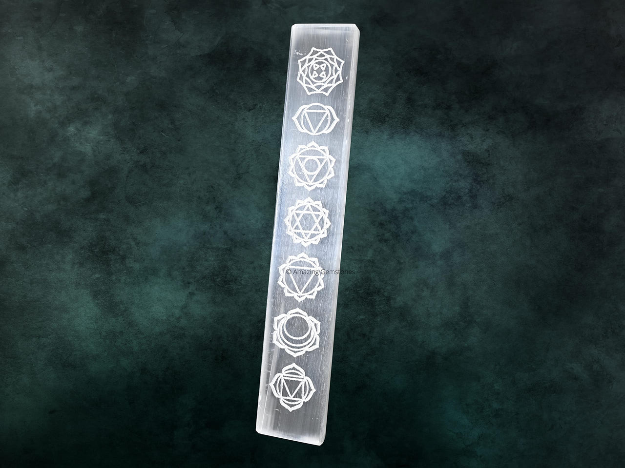 Selenite Crystal Charging Plate For Crystals And Healing Stones, 7.5" Selenite Crystal Plate Engraved Chakra Coaster For Home Office Table Decor (Selenite Stick) Rectangle