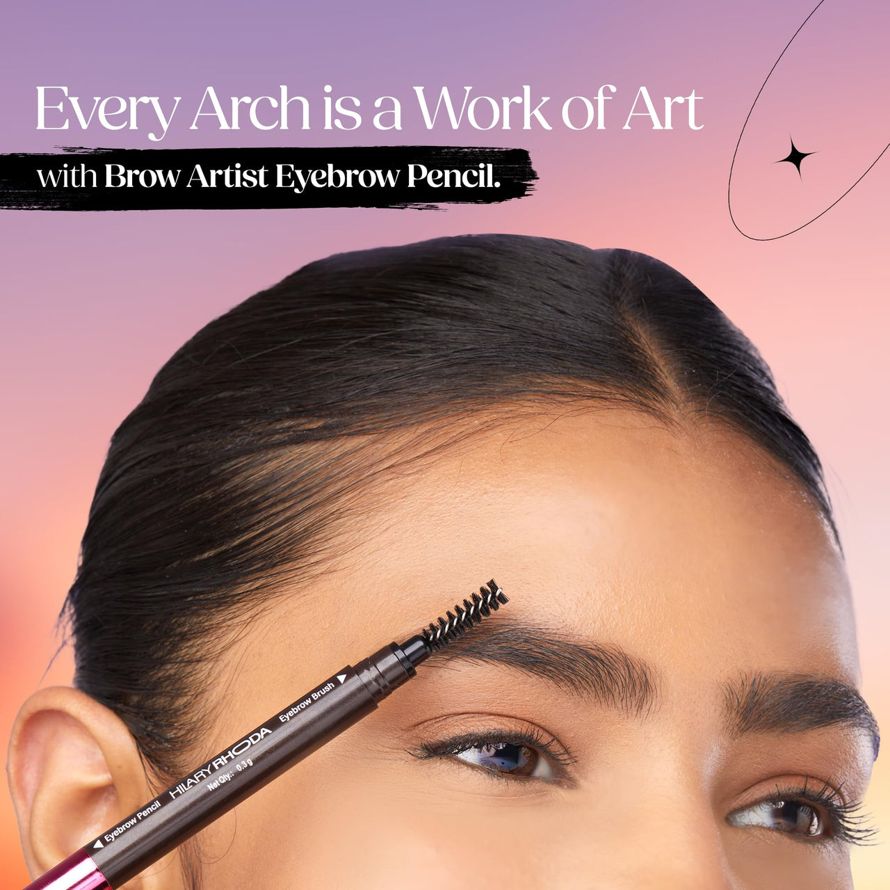 Hilary Rhoda Brow Artist Eyebrow Pencil | Dual-Ended & Natural Finish | Smudge-Proof & Long-Lasting Eyebrow Pencil | 0.3g (Black-Shade 01)