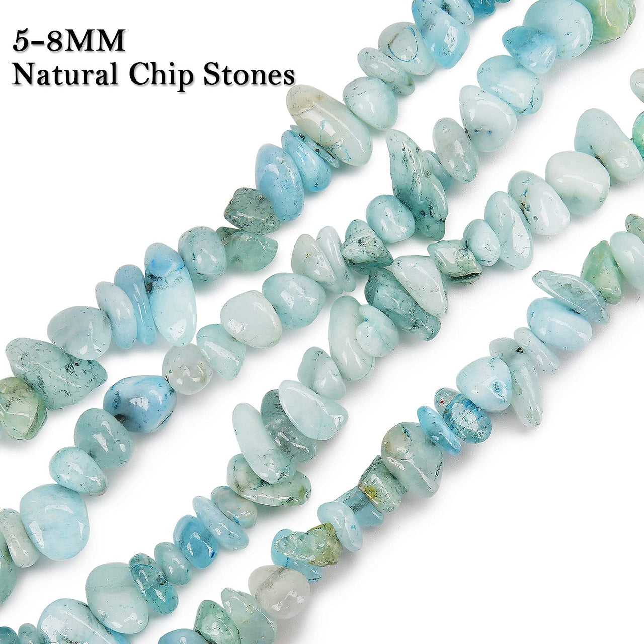 456 PCs Natural Chip Stone Beads, 5-8mm Irregular Multicolor Gemstones Loose Crystal Healing Aquamarine Rocks with Hole for Jewelry Making DIY Crafts