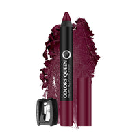 Colors Queen Color It All Lip Crayon Lipstick with Sharpener | Creamy Matte Finish | Smudge Proof & Waterproof | Long Lasting Crayon Lipstick for Women Last Upto 18 Hours (Murphy Wine,3.5g)