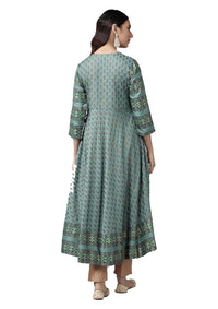 Yash Gallery Women's  Plus Size Plus Size Rayon Floral Printed Anarkali Kurta for Women