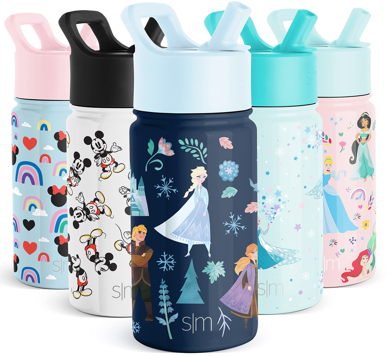 Simple Modern Disney Frozen Kids Water Bottle with Straw Lid | Reusable Insulated Stainless Steel Cup for Girls, School | Summit Collection | 14oz, Anna and Elsa
