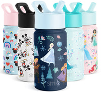 Simple Modern Disney Frozen Kids Water Bottle with Straw Lid | Reusable Insulated Stainless Steel Cup for Girls, School | Summit Collection | 14oz, Anna and Elsa
