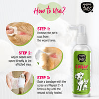 Wagging Tails Wound Care Spray for Dogs & Cats- 100ml | Promotes Healing, Soothes Skin, & Helps Protect Against Infections | Suitable for Cuts, Scratches, Surgical Wounds, Abscesses & Abrasions