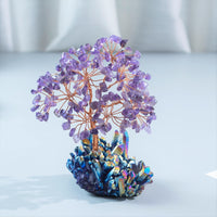 Amethyst Crystal Tree of Life - Rainbow Titanium Cluster Base, Handmade Gemstone Tree, Chakra Tree of Life, Artificial Tree, Crystal Decorations - Feng Shui Tree, Healing Crystals, Spiritual Gifts Amethyst Cluster