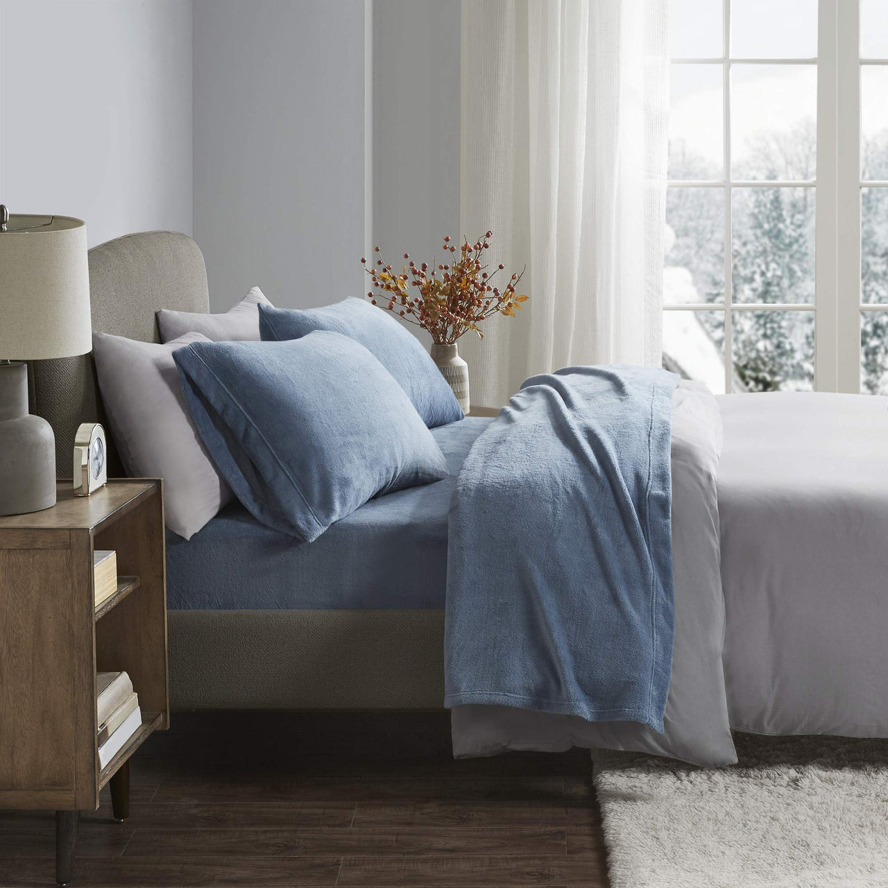 Sleep Philosophy True North Fleece Sheet Set Full, Solid Color, Warm & Plush Sheets Soft Fleece Bedding Full Size Sheets, Fitted Pocket Fits Up to 16" Mattress, Soloft, Full Burgundy 4 Piece