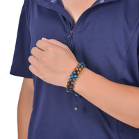 DHQH Triple Protection Bracelet 8/10MM Hematite Black Agate Tigers Eye Stone Bracelet Crystal Jewelry Healing Bead Bracelets for Men Bring Luck, Prosperity and Happiness F-8MM Triple Beads Double