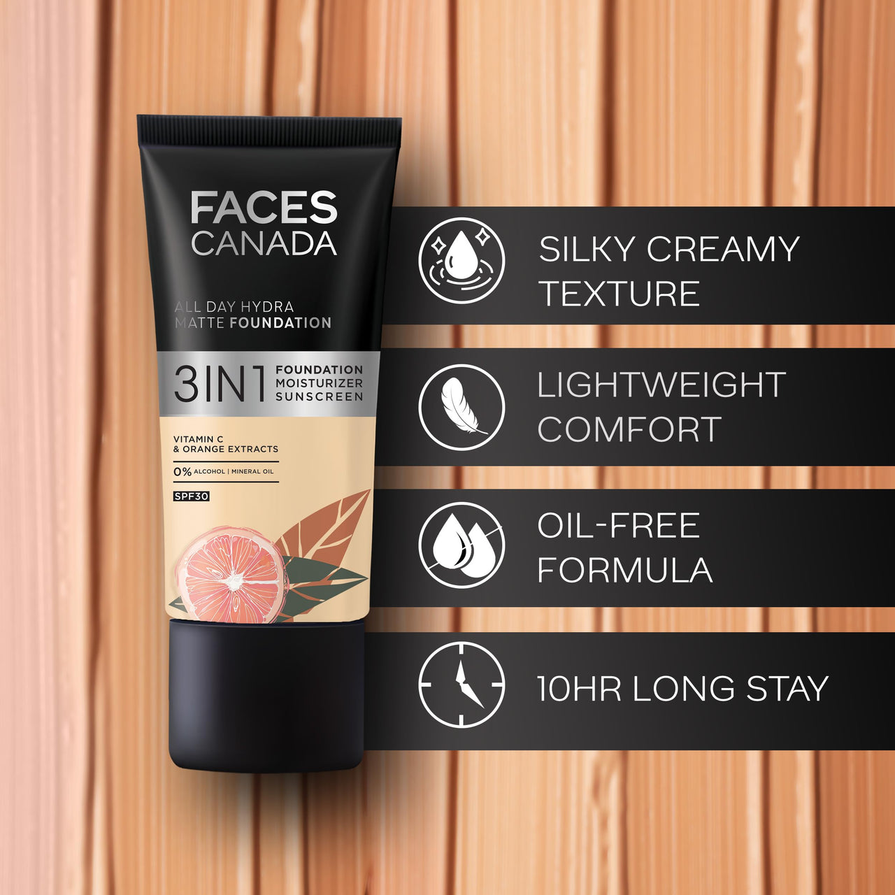 FACESCANADA All Day Hydra Matte Foundation Cream| 3-In-1 Foundation + Moisturizer + Spf 30 | 24 Hr Aloe Hydration & Vitamin C | 10Hr Long Wear | Medium To High Buildable Coverage | Soft Sand | 25Ml