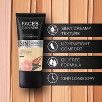 FACESCANADA All Day Hydra Matte Foundation Cream| 3-In-1 Foundation + Moisturizer + Spf 30 | 24 Hr Aloe Hydration & Vitamin C | 10Hr Long Wear | Medium To High Buildable Coverage | Warm Sand | 25Ml