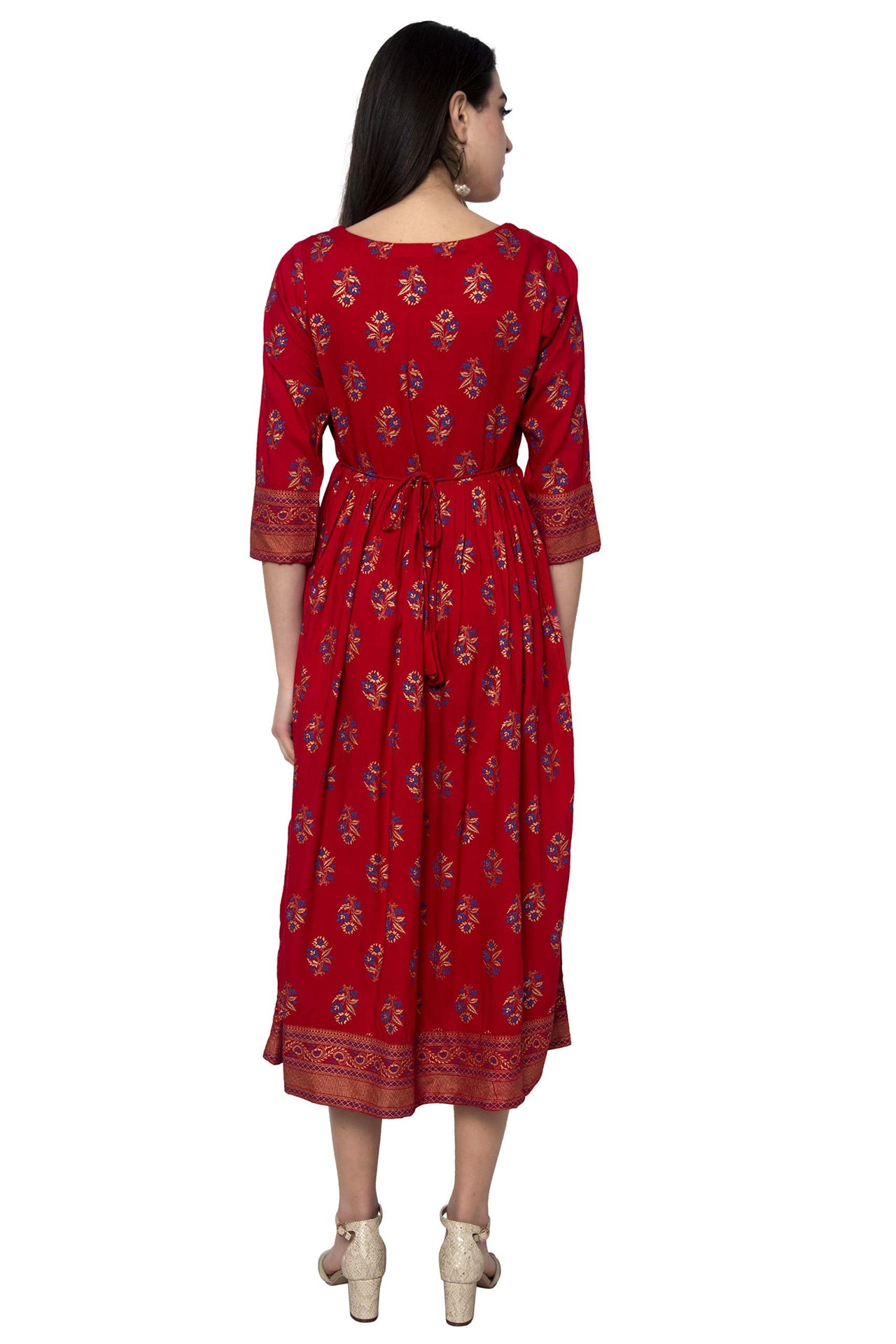 Asean Women's  Rayon Foil Print A-Line Kurta