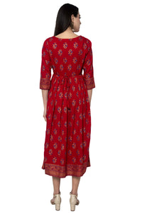 Asean Women's  Rayon Foil Print A-Line Kurta
