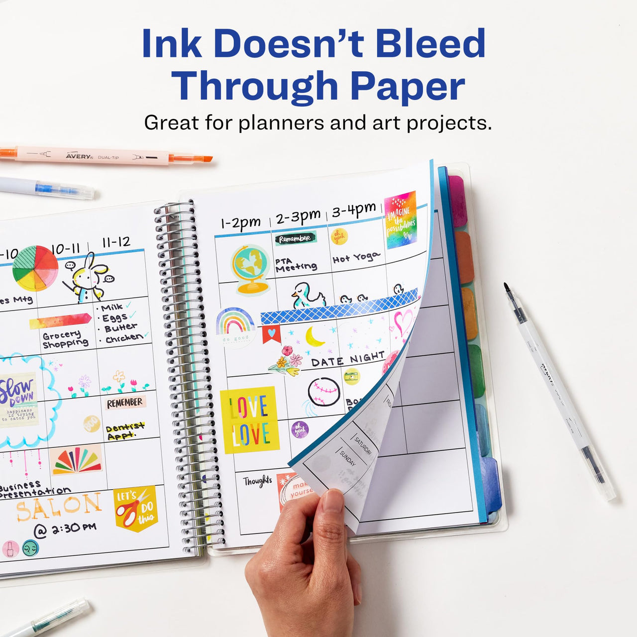 AVERY Dual Tip Markers, Fine Tip Marker and Chisel Tip Marker, Quick-Drying Water-Based Markers, Black, Ideal Planner Markers and Journal Markers, 3-Pack (25001)