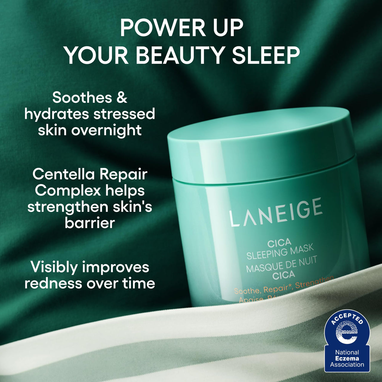 Laneige Cica Sleeping Mask for Face(AD) | Soothing & Calming Night Cream for Dry Sensitive Skin | Lightweight | Hydrating Overnight Treatment | Strenthen Skin Barrier | Korean Skincare | 60ml