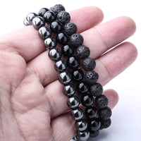 WRCXSTONE Natural 8mm Gorgeous Semi-Precious Gemstones Healing Crystal Stretch Beaded Bracelet Unisex 3 Pieces a Set