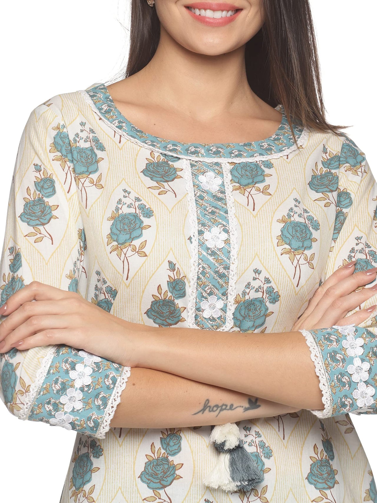 RAJMANDIRFABRICS Women's  Cotton Printed Straight Kurta Sharara With Dupatta Set