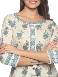 RAJMANDIRFABRICS Women's  Cotton Printed Straight Kurta Sharara With Dupatta Set