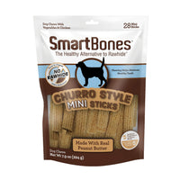 SmartBones Churro-Style Mini Sticks 28 Count, Made with Real Peanut Butter, Rawhide-Free Chews for Dogs, 7.90 Ounce (Pack of 1) Mini | 28 Count
