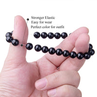 WRCXSTONE Natural 8mm Gorgeous Semi-Precious Gemstones Healing Crystal Stretch Beaded Bracelet Unisex Black Onyx