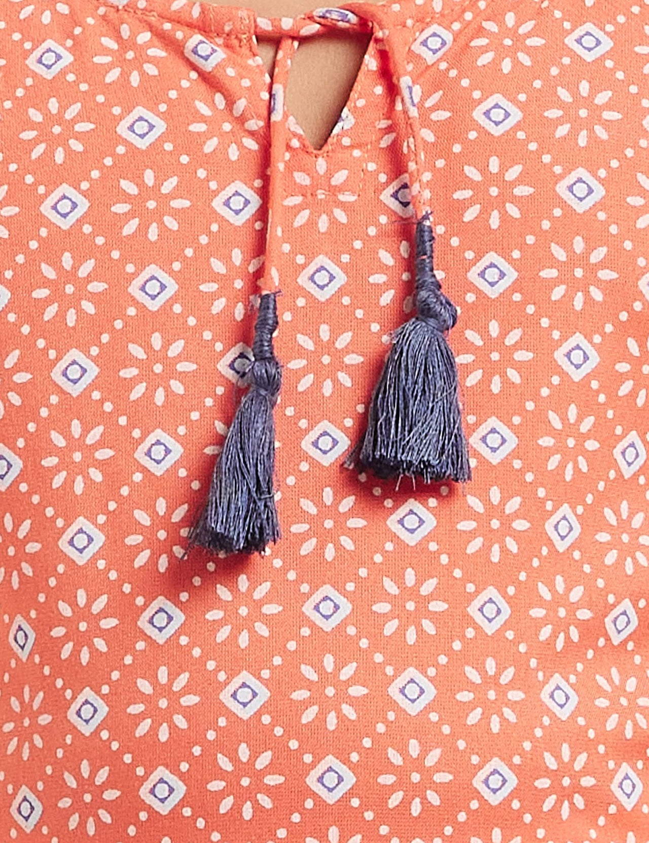 Amazon Brand - Jam & Honey Girl's  Cotton Regular Short Kurti PEACH 2 2 Years-3 Years