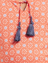 Amazon Brand - Jam & Honey Girl's  Cotton Regular Short Kurti PEACH 2 2 Years-3 Years