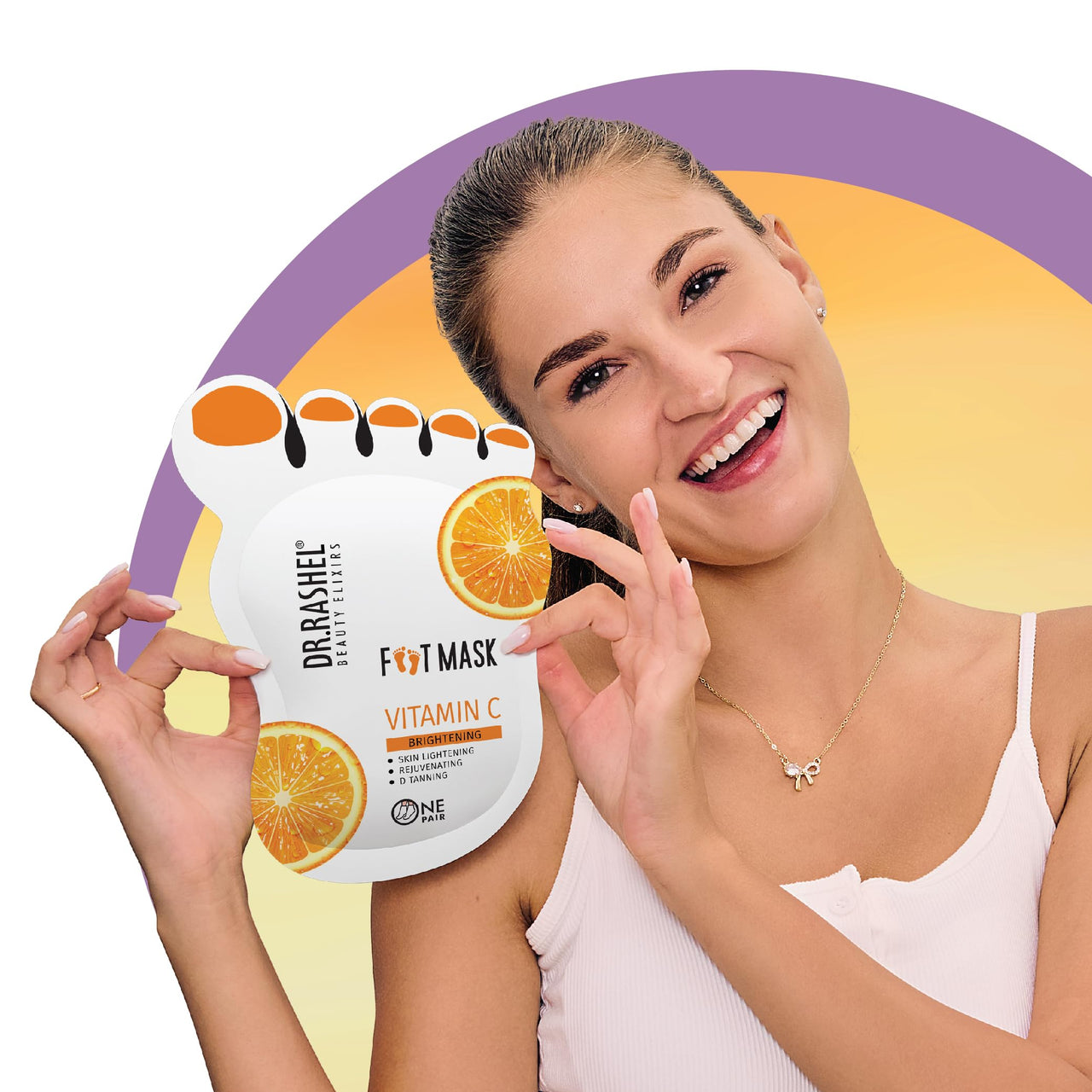 Dr.Rashel Vitamin C Peeling Mask for Cracked Feet | Dead Skin Remover | Heel Peel Pedicure | At Home Foot Care | Lavender | Exfoliant Foot Crack Mask with Moisturising Agents