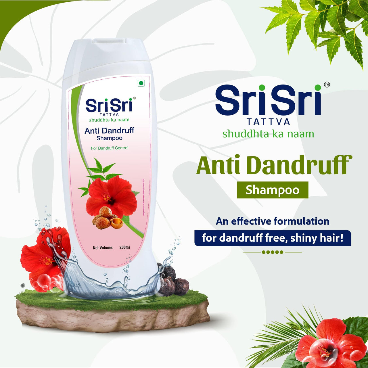 Sri Sri TATTVA shuddhta ka naam Anti Dandruff Shampoo, 200Ml (Pack Of 2, Prevents Dandruff & Dry Scalp - Soothes The Scalp And Helps Get Nourished, Healthy Hair - For Women & Men)