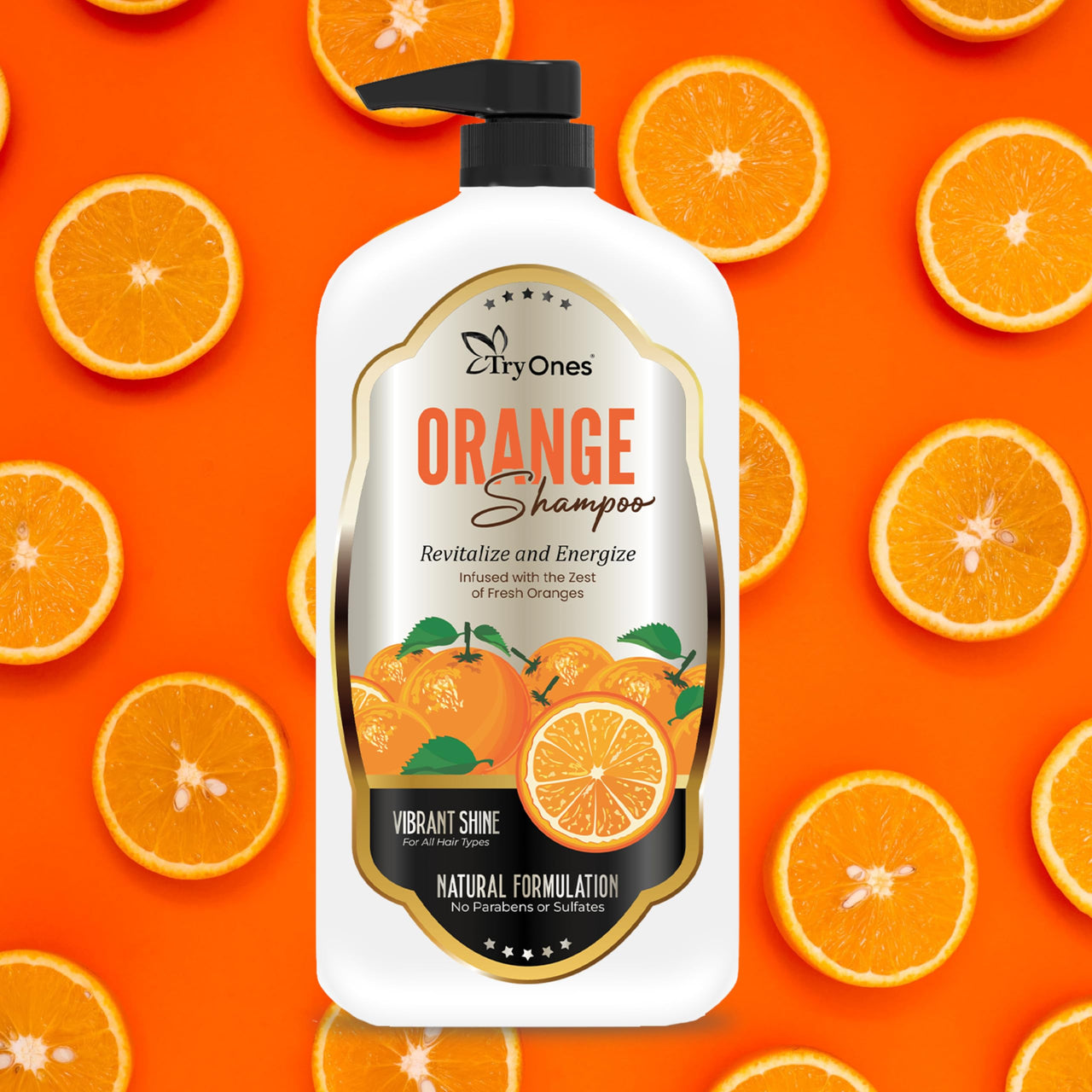 TryOnes Orange Shampoo Hair Repairing Shampoo Paraben Free Gentle & Soft Shampoo For Women & Men_1000 ml