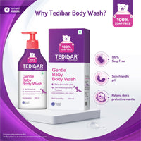Tedibar - Body wash for Babies| 100% soap & Alkali free | Skin-friendly pH 5.5| Recommended by pediatricians | Prevents Dryness & Rashes | Suitable for Newborn Baby| 250ml