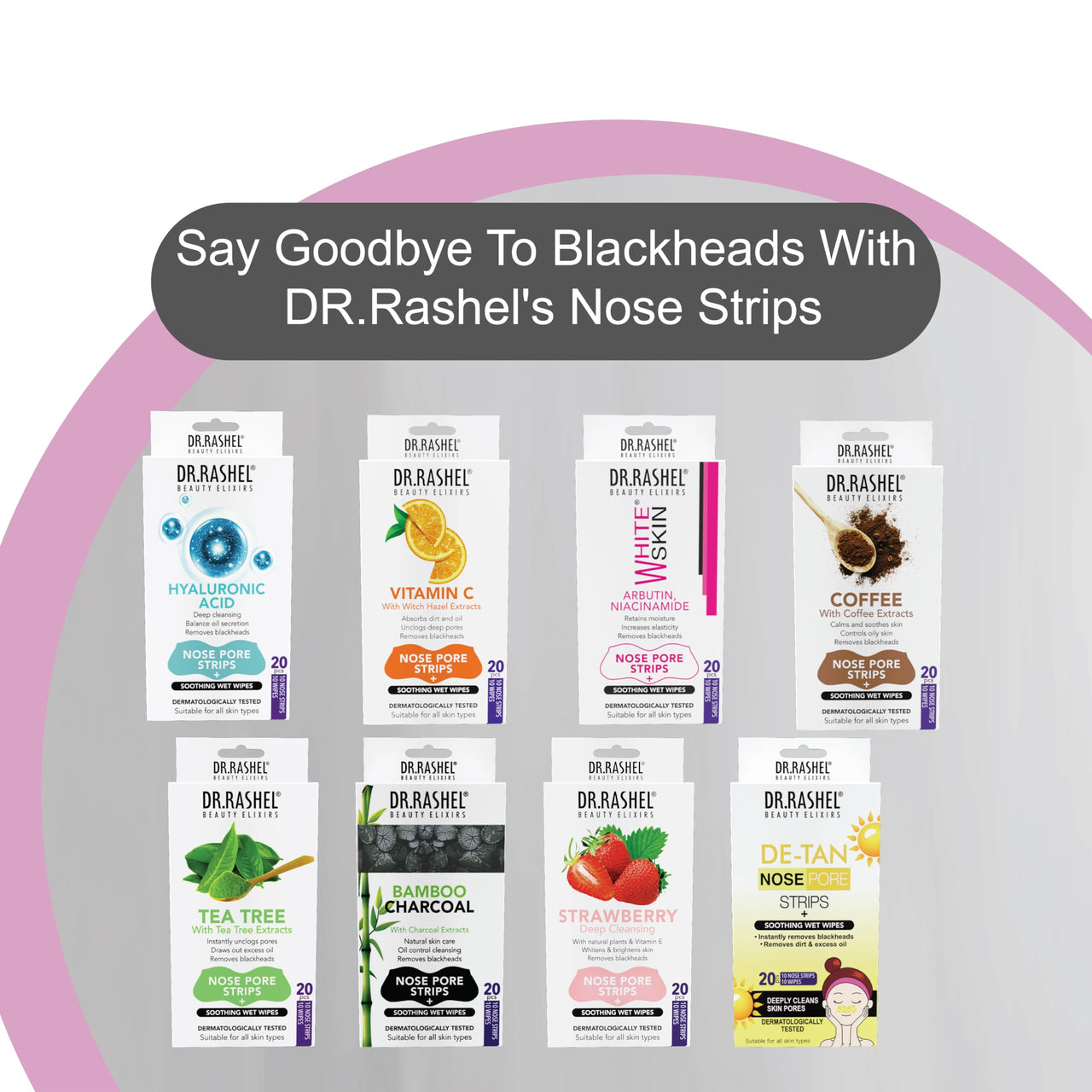 DR.Rashel Nose Pore Strips| Deep Cleansing Nose Strips For Instant And Painless Blackheads Removal 20 PCS (Bamboo Charcoal)
