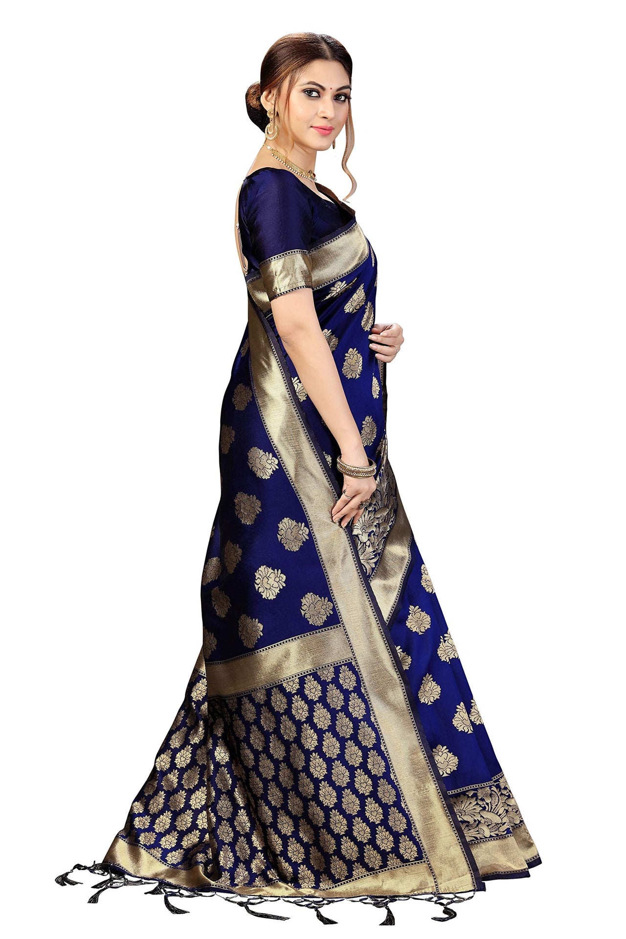 PANASH TRENDS Women's  Kanchipuram Banarasi Art Silk Saree with Blouse Piece