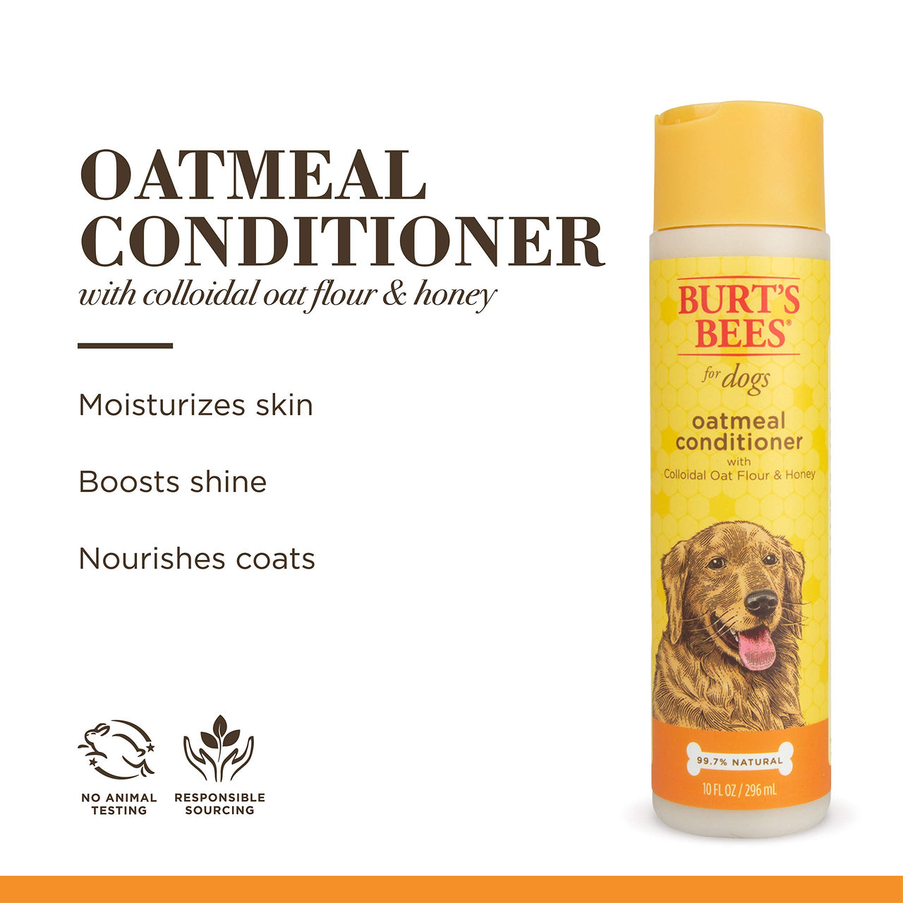 Burt's  Bees for Pets Oatmeal Conditioner with Colloidal Oat Flour & Honey | Dog Oatmeal Shampoo, Cruelty Free, Sulfate & Paraben Free, pH Balanced for Dogs - Made in the USA | 10 Oz - 2 Pack