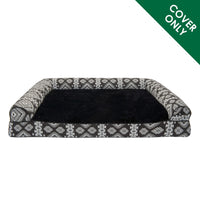 Furhaven Replacement Dog Bed Cover Plush & Southwest Kilim Décor Sofa-Style, Machine Washable - Black Medallion, Jumbo (X-Large) Cover Only 40.0
