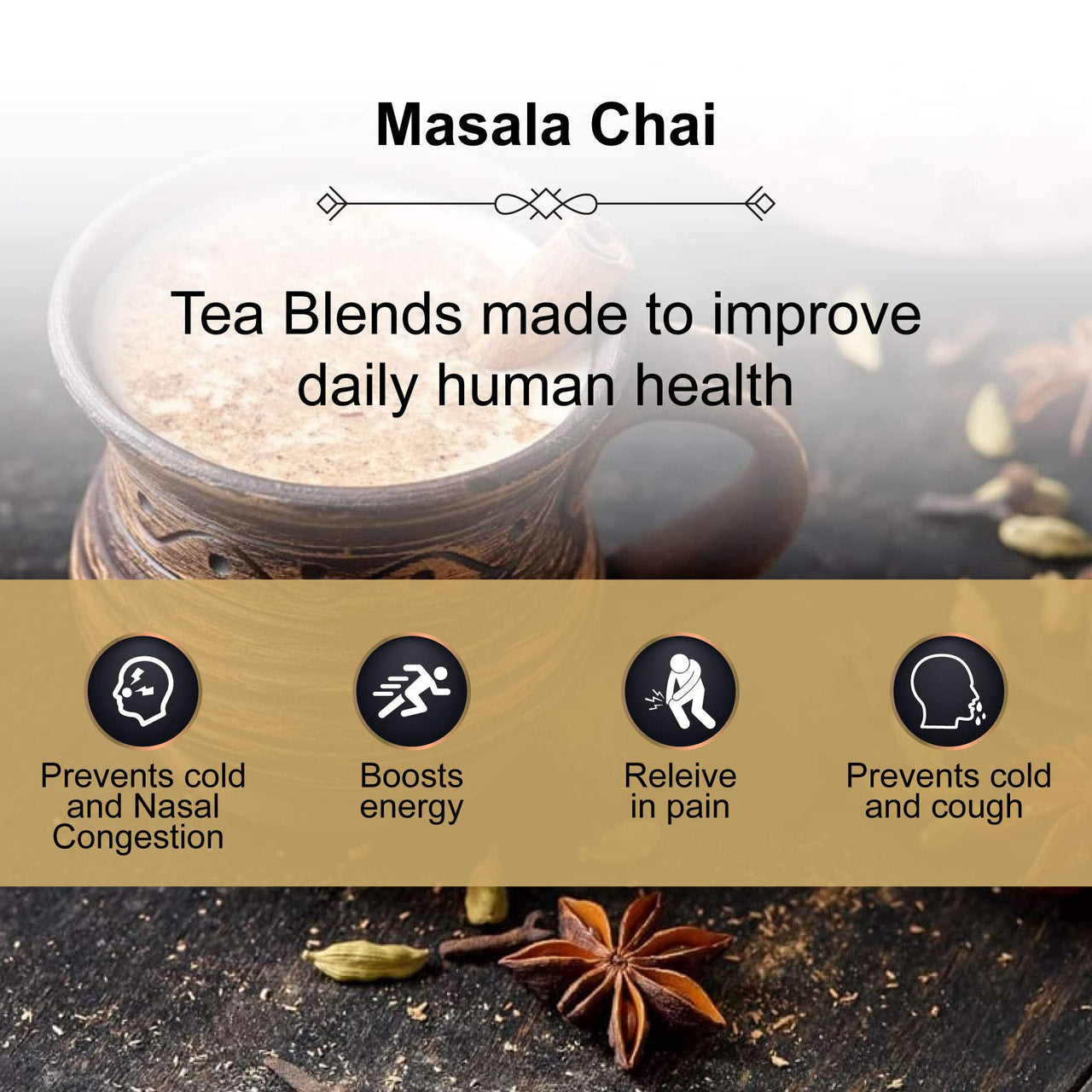 The Tea Heaven | Tea Gift - Masala Chai-Treats Cold and Cough- 100% Natural Ingredients- 17 Tea Bags (16+1 Free Sample)