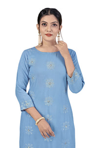 Fashion Dream Women Viscose Rayon Sequence Embroidered Straight Kurti