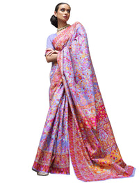 AKHILAM Women's  Banarasi Cotton Blend Saree With Blouse Piece