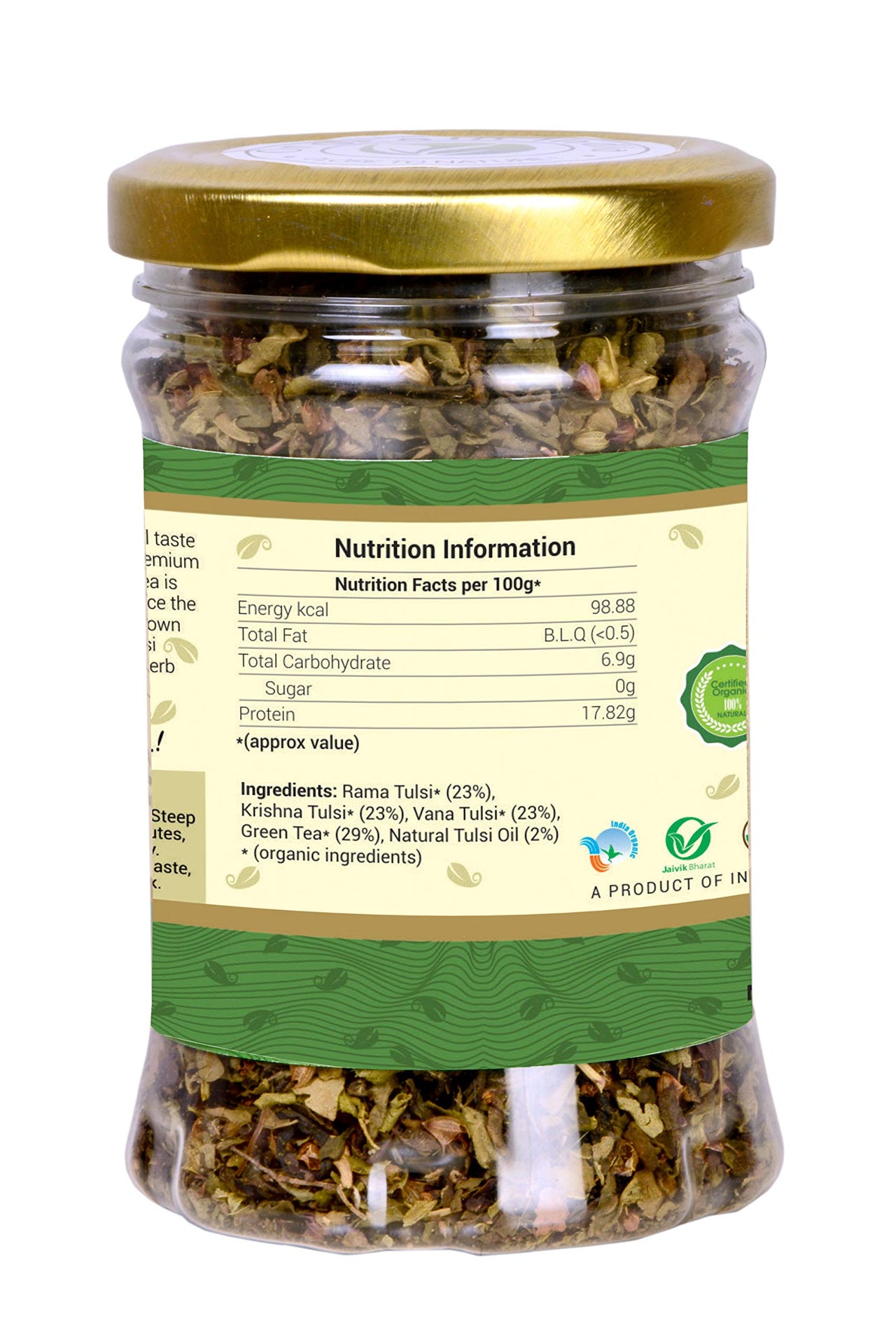 Orgrain India Certified Organic Tulsi Green Tea, 40g | Stress Relieving & Energizing, Immune Support, Adaptogen, Vegan, Gluten-Free