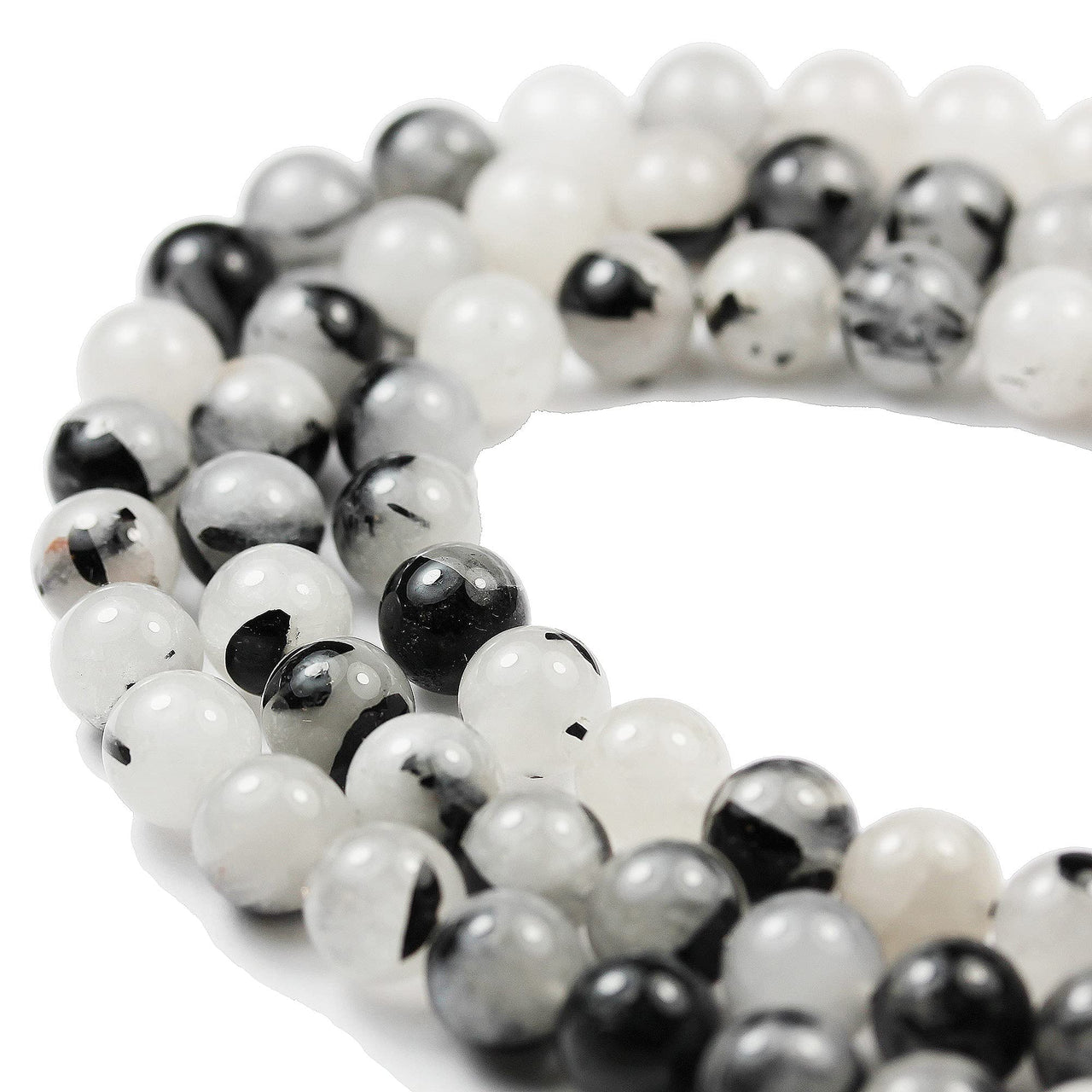 Rutilated Quartz 8mm Natural Gemstone Beads for Jewelry Making Energy Healing Crystals Jewelry Chakra Crystal Jewerly Beading Supplies Black Rutilated Quartz 15.5inch About 46-48 Beads