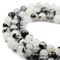 Rutilated Quartz 8mm Natural Gemstone Beads for Jewelry Making Energy Healing Crystals Jewelry Chakra Crystal Jewerly Beading Supplies Black Rutilated Quartz 15.5inch About 46-48 Beads