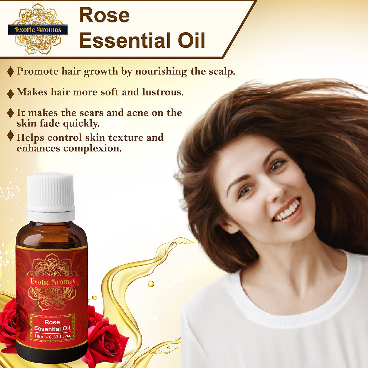 Exotic Aromas Lavender Essential Oil & Rose Oil, Pack of 2