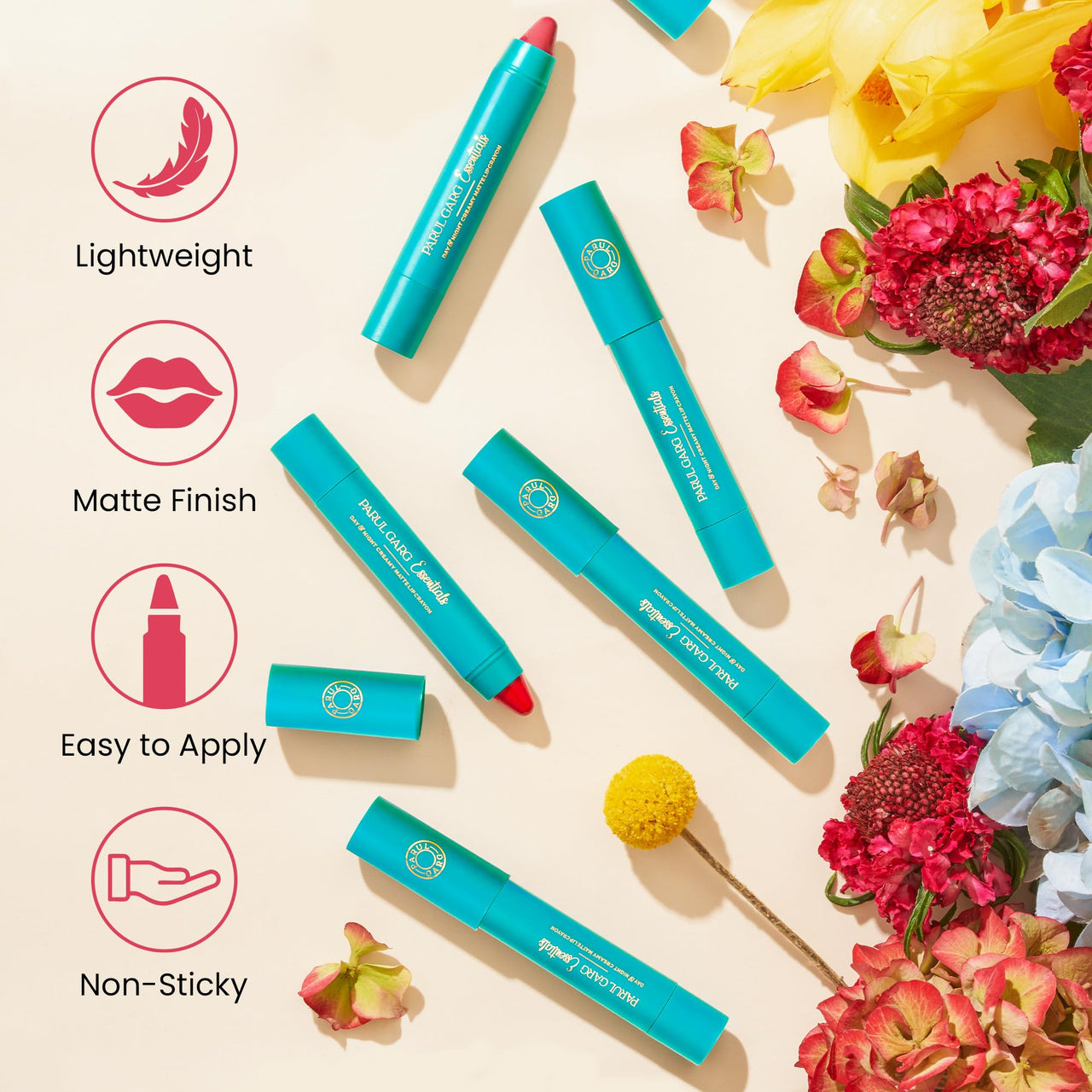 Parul Garg Beauty Creamy Matte Lip Crayon | Soft Matte & Hydrating Formula with Almond Oil & Vitamin E | Rich Pigment & Comfortable Wear | 100% Vegan (Bold Beauty 32)
