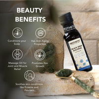 HESTHETIC Premium Cold Pressed Black Seed Oil, 100ml For Skin, Hair, and Massage, 100% Pure and Natural Virgin Kalonji Oil, High Thymoquinone, Skin Firming and Anti Aging, Glass Bottle