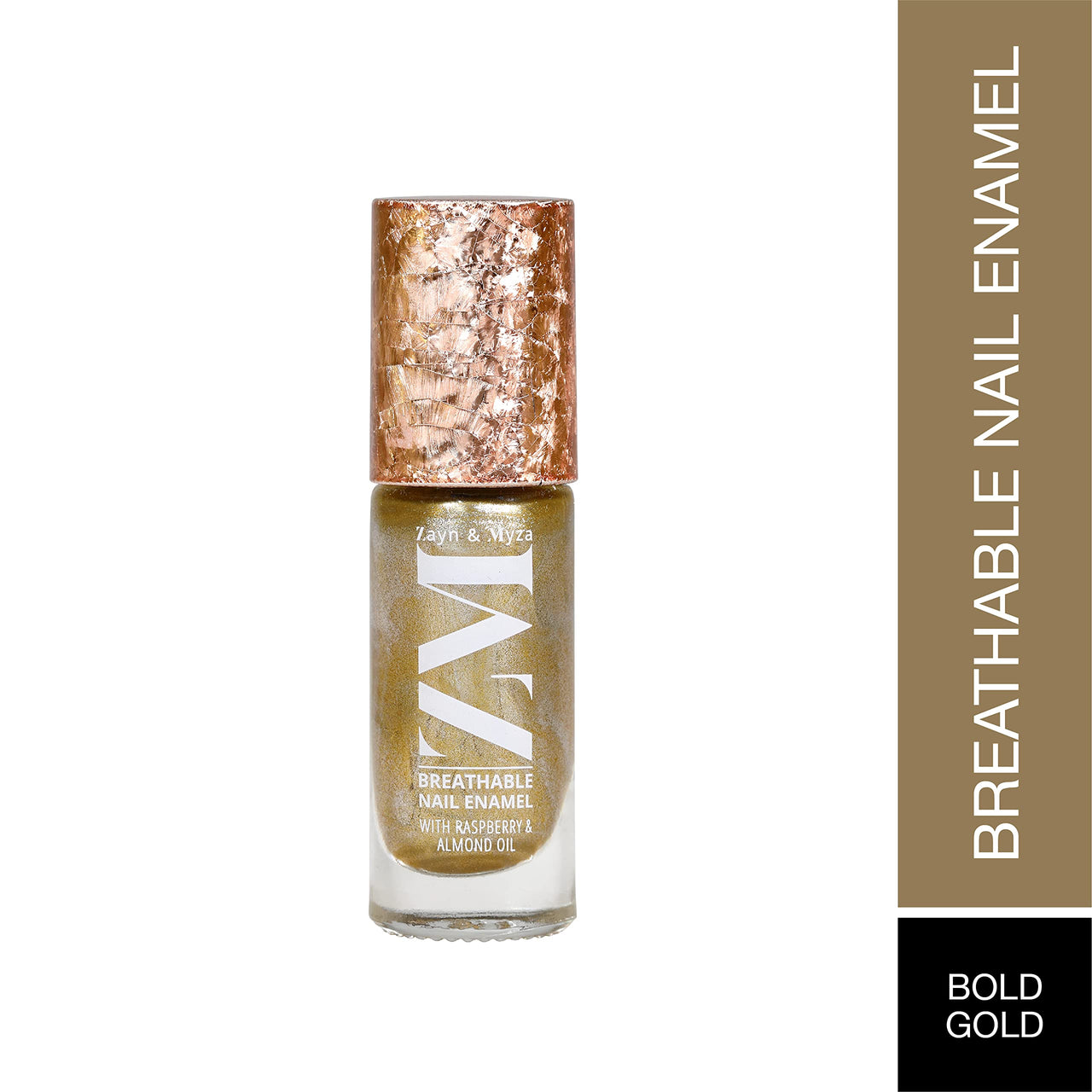 ZM Zayn & Myza Breathable Nail Enamel With Raspberry & Almond Oil, Bold Gold 7ml